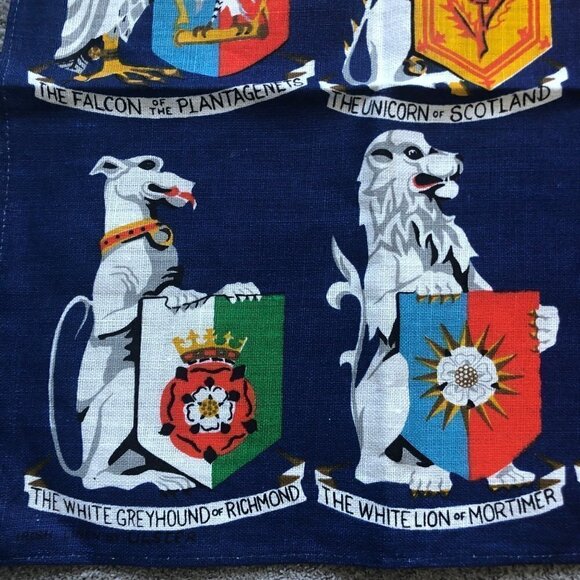 Vintage‎ Ulster Irish Linen Tea Towel Wall Art Crests THE QUEEN BEASTS New - Picture 7 of 11